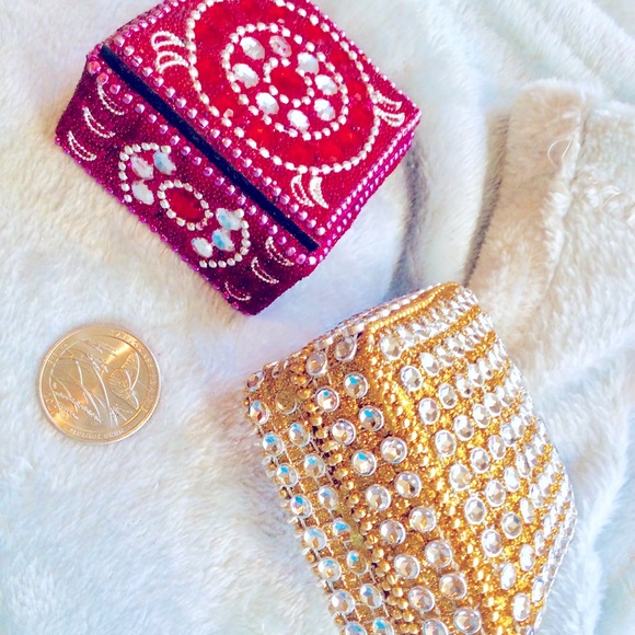 Set2 metallic bead jeweled trinket boxes Celestial